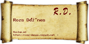 Rozs Dénes névjegykártya